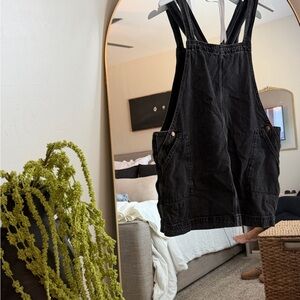 Black Denim Overall Dress
